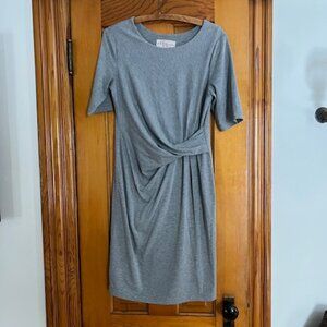 Philosophy Grey Twist Faux Wrap Three Quarter Sleeve Grey Dress Size Medium